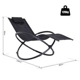 image-Orbital Sun Lounger Rocking Chair Outdoor Zero Gravity Folding w/ Pillow Black