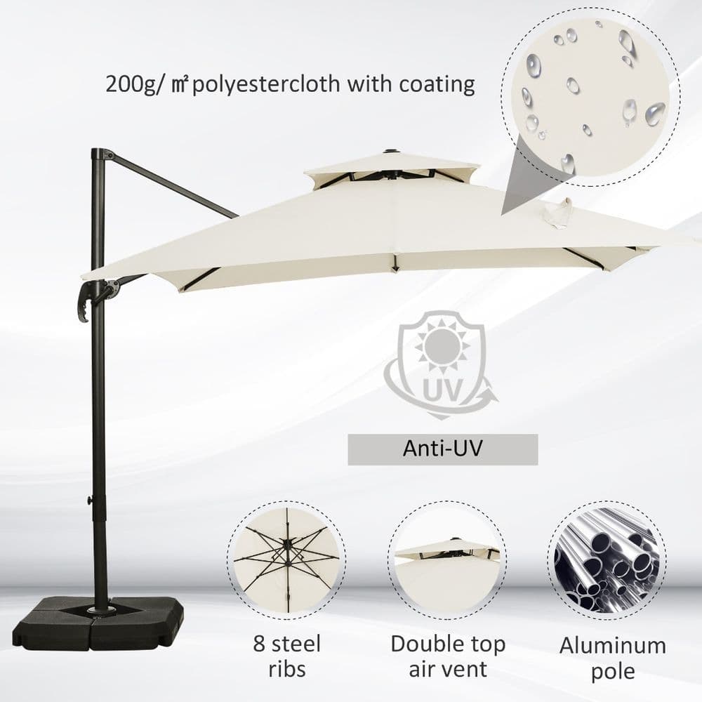 image-Steel Frame Outdoor Roma Cantilever Umbrella
