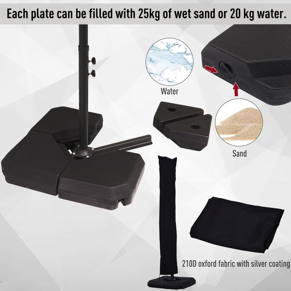 image-Steel Frame Outdoor Roma Cantilever Umbrella
