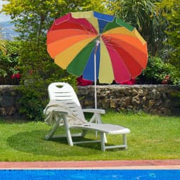 image-2.4m Beach Umbrella with Sand Anchor Adjustable Tilt Carry Bag