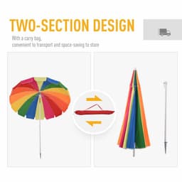image-2.4m Beach Umbrella with Sand Anchor Adjustable Tilt Carry Bag