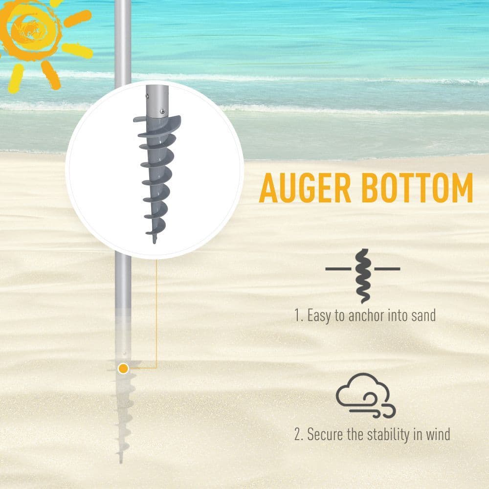 image-2.4m Beach Umbrella with Sand Anchor Adjustable Tilt Carry Bag