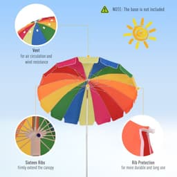 image-2.4m Beach Umbrella with Sand Anchor Adjustable Tilt Carry Bag