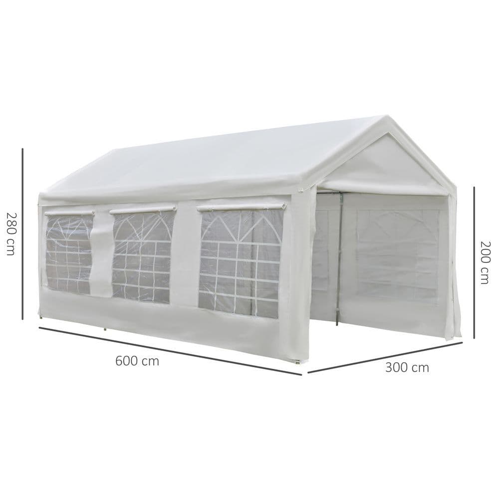 image-20 x 10 Car Tent Outdoor Car Canopy Shelter Water-Resistant Sidewall White
