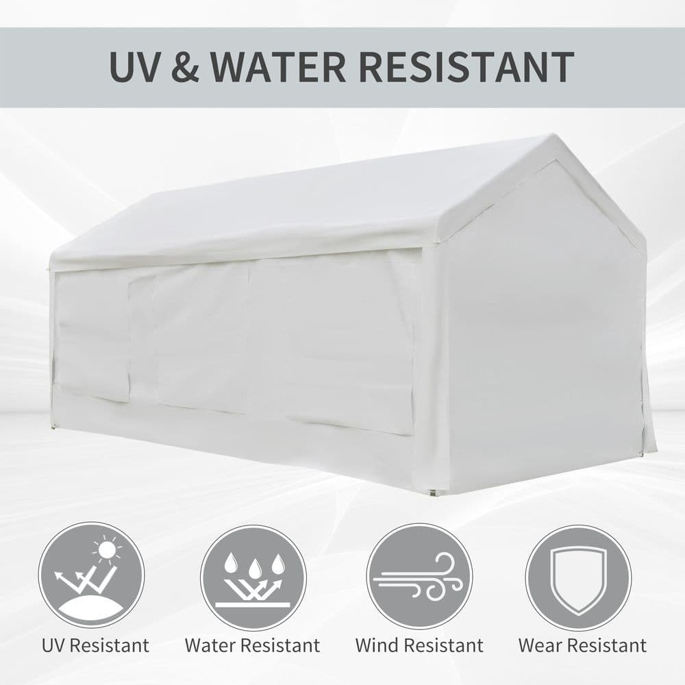 image-20 x 10 Car Tent Outdoor Car Canopy Shelter Water-Resistant Sidewall White