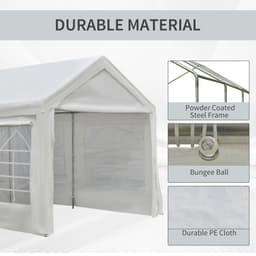 image-20 x 10 Car Tent Outdoor Car Canopy Shelter Water-Resistant Sidewall White