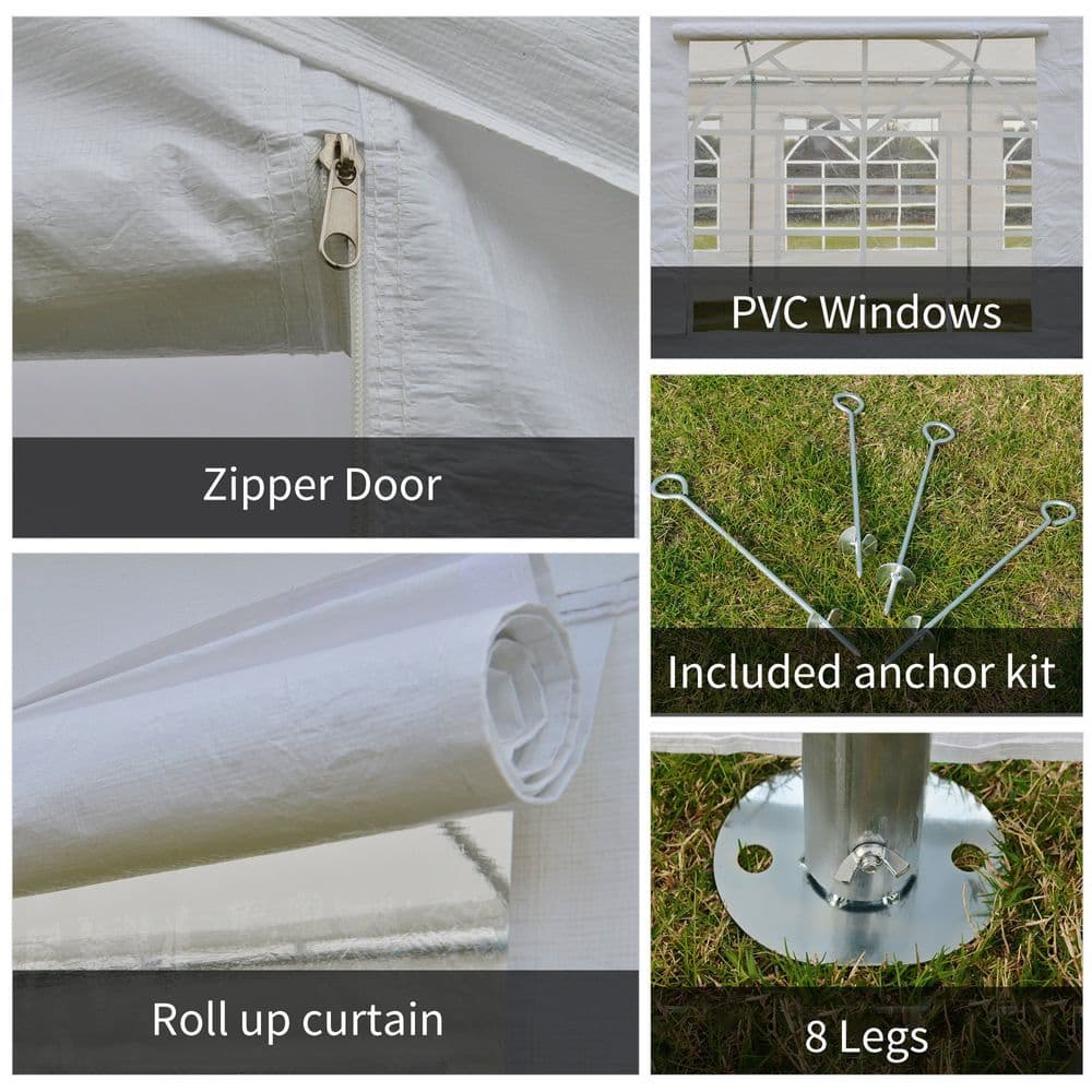 image-20 x 10 Car Tent Outdoor Car Canopy Shelter Water-Resistant Sidewall White