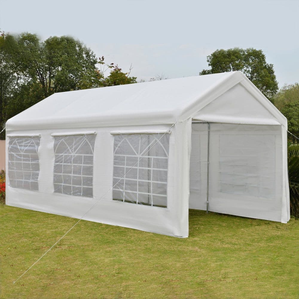 image-20 x 10 Car Tent Outdoor Car Canopy Shelter Water-Resistant Sidewall White