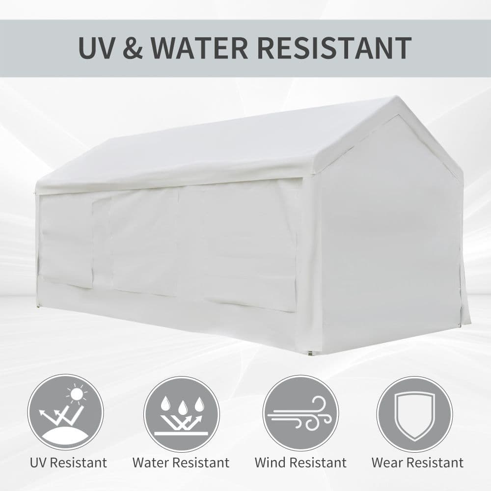 image-20 x 10 Car Tent Outdoor Car Canopy Shelter Water-Resistant Sidewall White