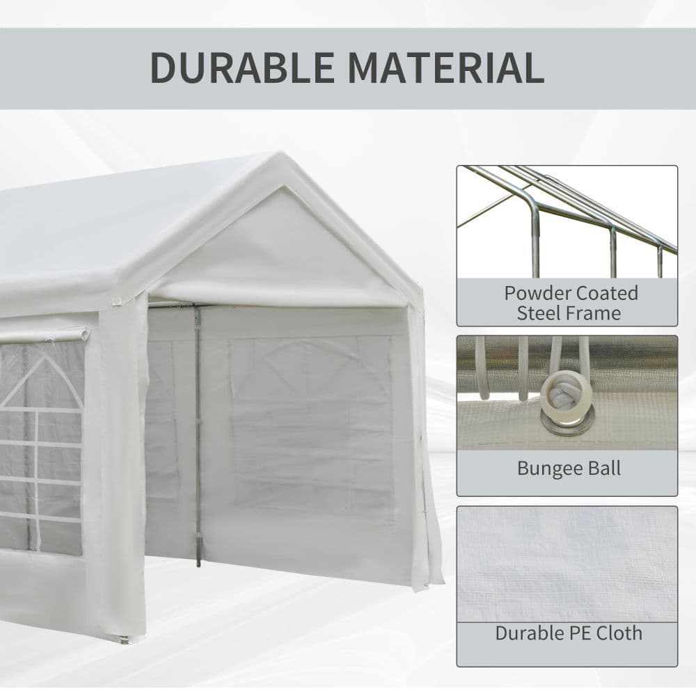 image-20 x 10 Car Tent Outdoor Car Canopy Shelter Water-Resistant Sidewall White