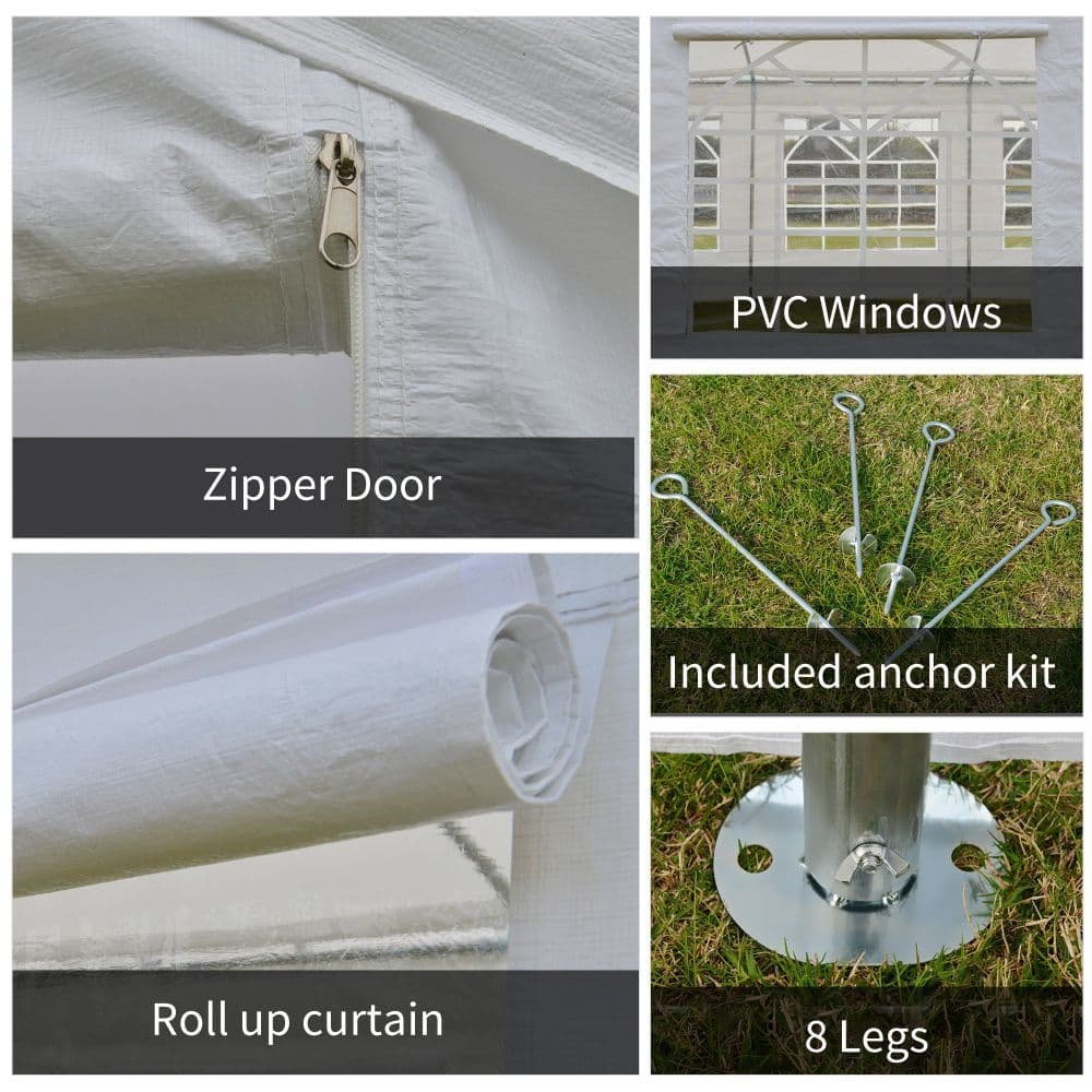 image-20 x 10 Car Tent Outdoor Car Canopy Shelter Water-Resistant Sidewall White
