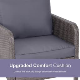 image-5 Pcs Rattan Furniture Set, Steel Frame-Grey