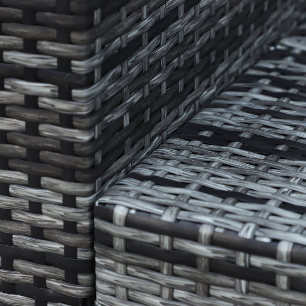image-3-Seater Weather Resistant Outdoor Garden Rattan Sofa Grey