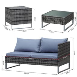 image-4-Piece PE Rattan Outdoor Garden Furniture Set Mixed Grey
