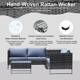image-4-Piece PE Rattan Outdoor Garden Furniture Set Mixed Grey