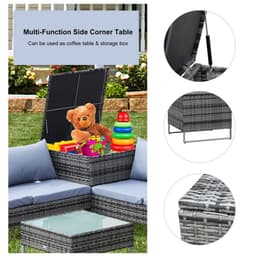 image-4-Piece PE Rattan Outdoor Garden Furniture Set Mixed Grey