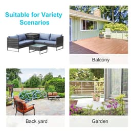 image-4-Piece PE Rattan Outdoor Garden Furniture Set Mixed Grey