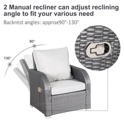 image-7-Seater Outdoor Garden Rattan Furniture Set w/ Recliners Grey