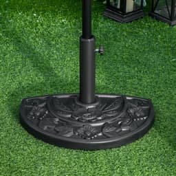 image-Half Round Parasol Base Weighted Umbrella Holder Stand Balcony Black