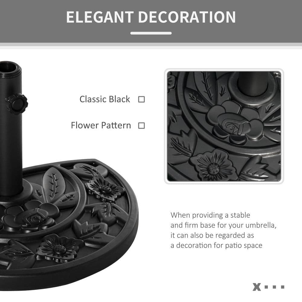 image-Half Round Parasol Base Weighted Umbrella Holder Stand Balcony Black