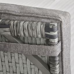 image-3 Pcs Rattan Chaise Lounge Sofa Set Bistro & Cushion Mixed Grey
