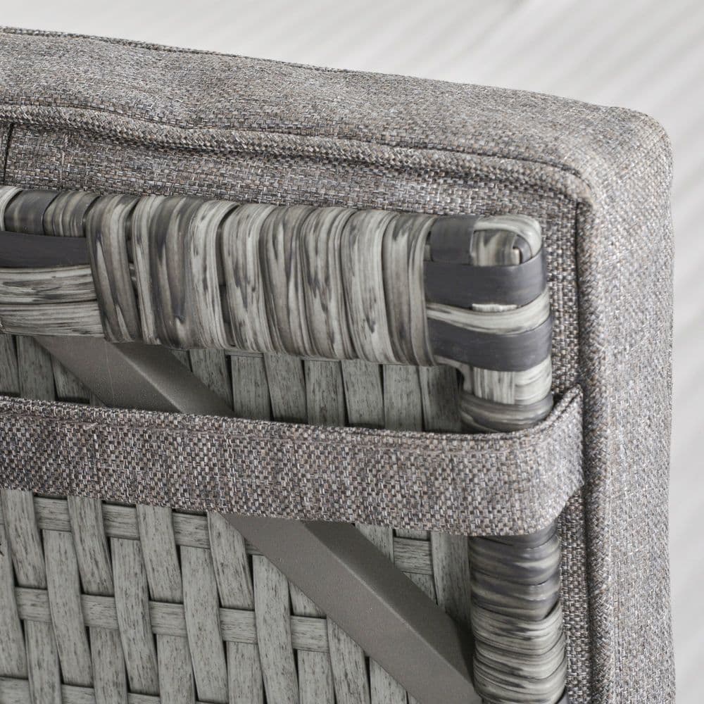image-3 Pcs Rattan Chaise Lounge Sofa Set Bistro & Cushion Mixed Grey