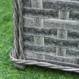 image-9 PCs Rattan Dining Table Chair Set 8-seater Cube Sofa & Umbrella Table Grey