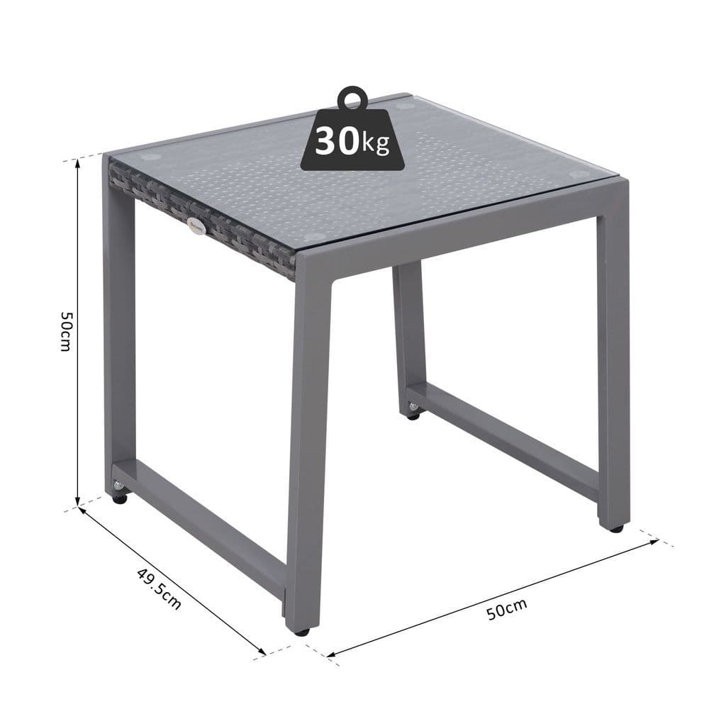 image-Rattan End Table Side Coffee Desk Outdoor Patio Garden Furniture