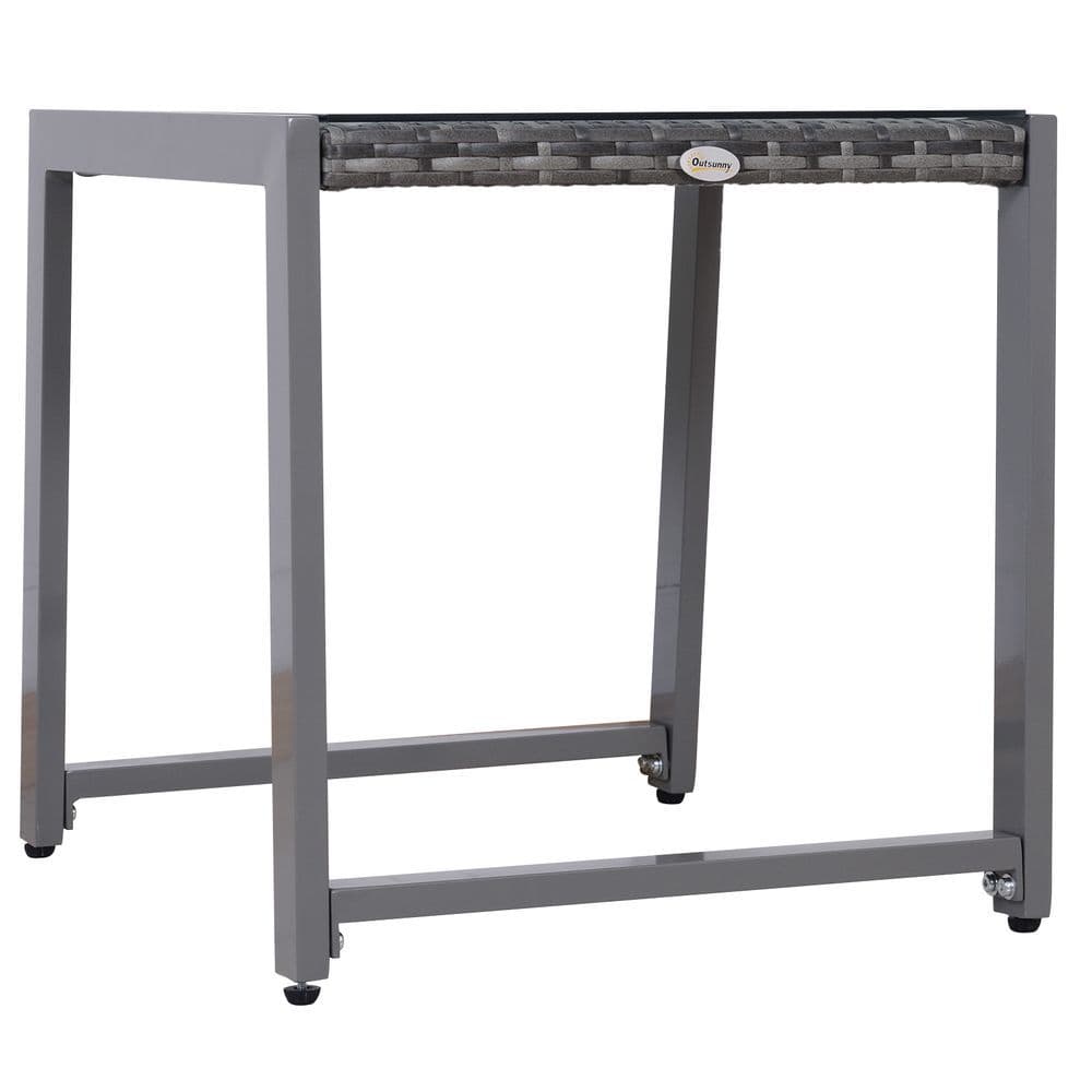 image-Rattan End Table Side Coffee Desk Outdoor Patio Garden Furniture