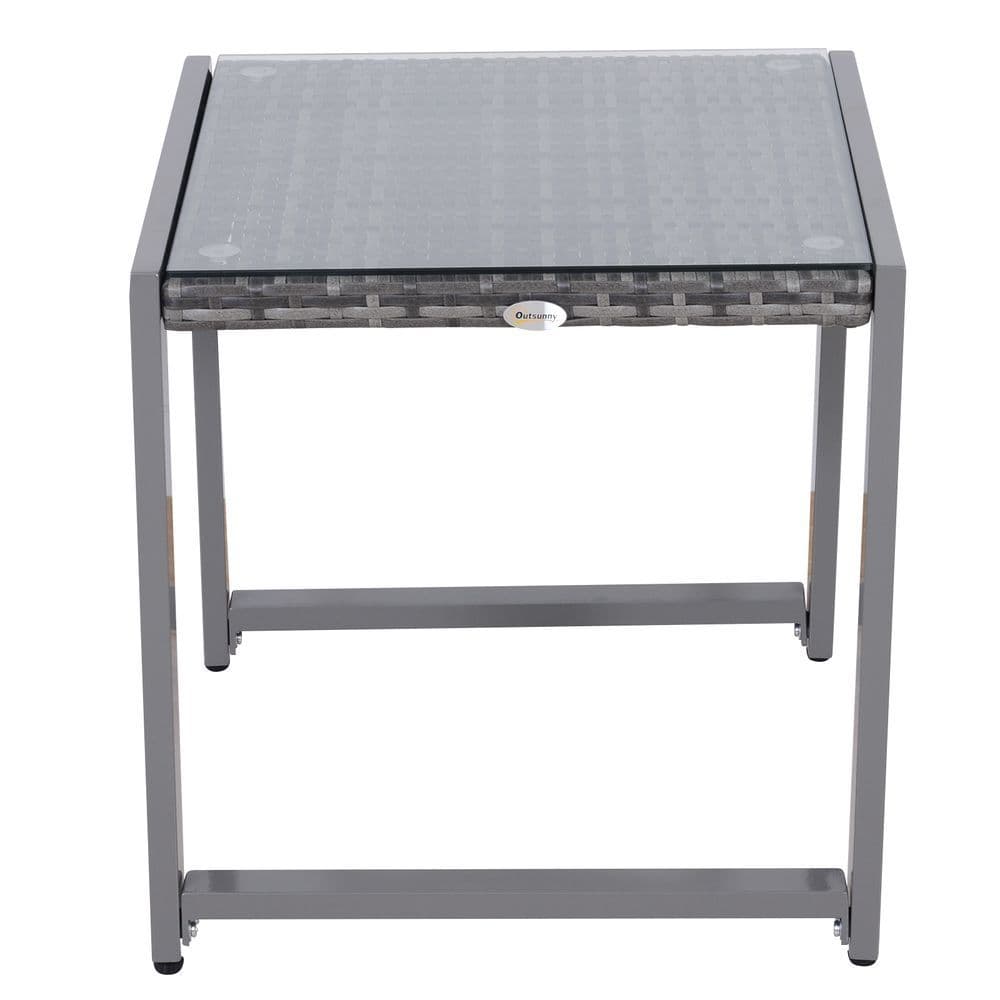 image-Rattan End Table Side Coffee Desk Outdoor Patio Garden Furniture