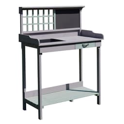image-Outdoor Wooden Potting Table Bench Workstation Planting Shelves