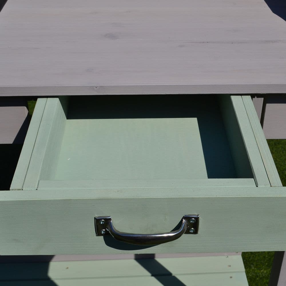 image-Outdoor Wooden Potting Table Bench Workstation Planting Shelves