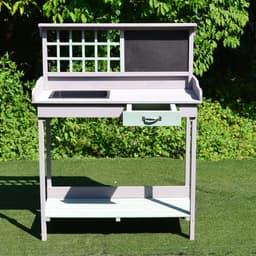 image-Outdoor Wooden Potting Table Bench Workstation Planting Shelves