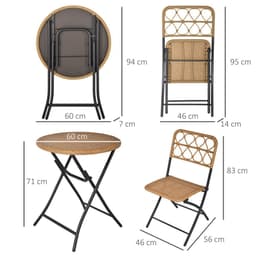 image-3 PCS Rattan Wicker Set Easy Folding, Hand Woven Rattan Coffee Table & Chairs