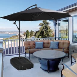image-Square Parasol Base Portable Umbrella Stand Weights with Wheels, Black