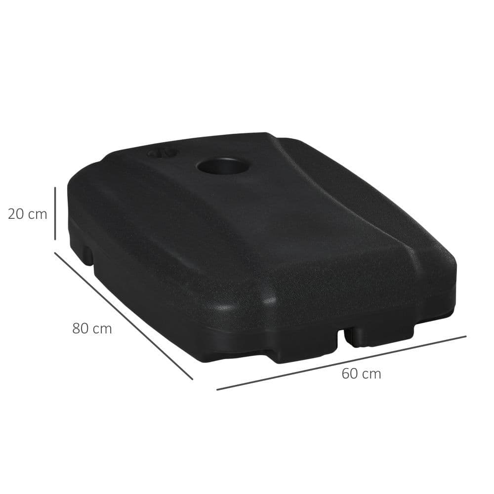 image-Square Parasol Base Portable Umbrella Stand Weights with Wheels, Black