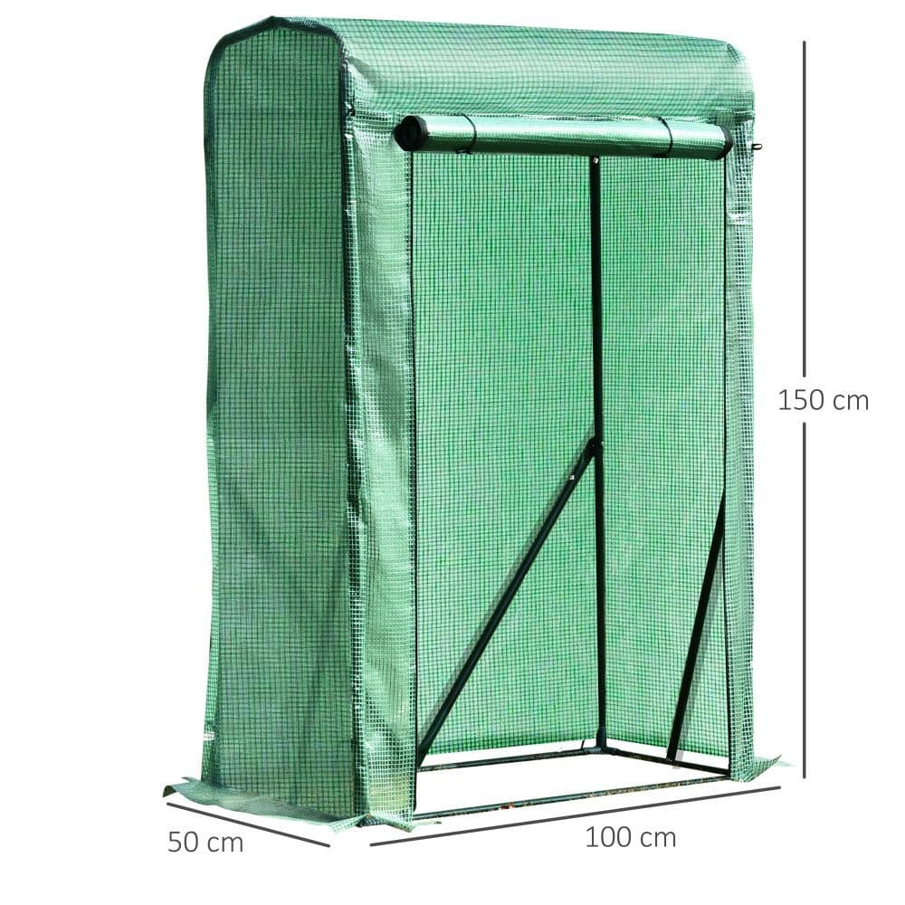 image-100x50x150cm PVC Grid Cover Steel Frame Greenhouse Green