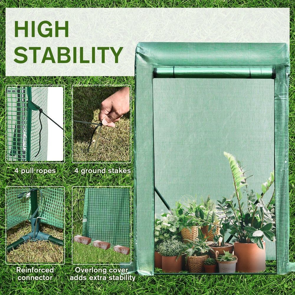 image-100x50x150cm PVC Grid Cover Steel Frame Greenhouse Green