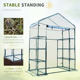image-4 Tiers 8 Shelves Metal Frame Walk in Portable Greenhouse 143Lx73Wx195Hcm