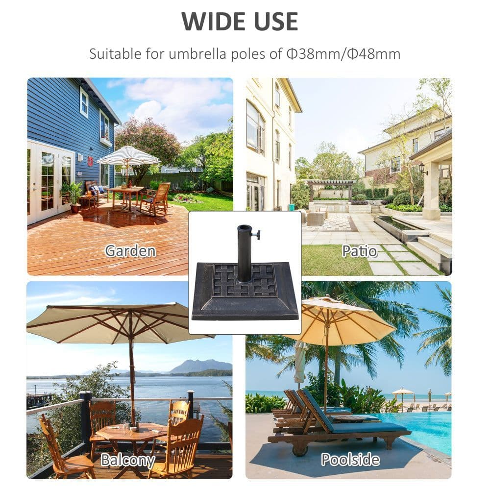 image-44 cm Square Garden Parasol Stand-Bronze Resin