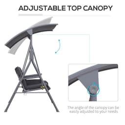 image-Steel Frame 2-Seater Swing Chair w/ Table Grey