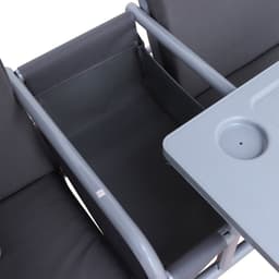 image-Steel Frame 2-Seater Swing Chair w/ Table Grey