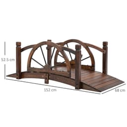 image-Wooden Garden Bridge Decorative Arc Footbridge & Safety Guardrail Walkway