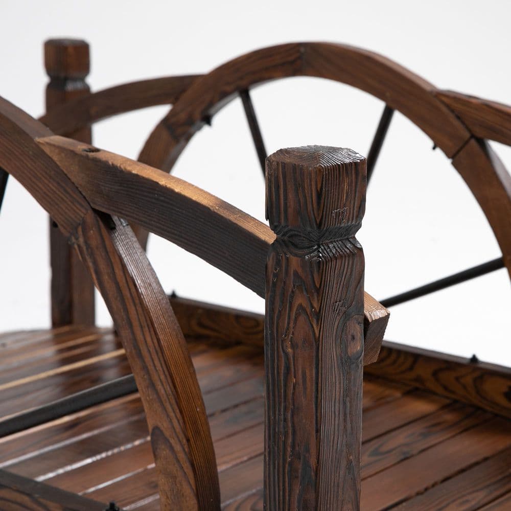 image-Wooden Garden Bridge Decorative Arc Footbridge & Safety Guardrail Walkway