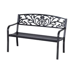 image-2-Seater Garden Bench, Steel-Black