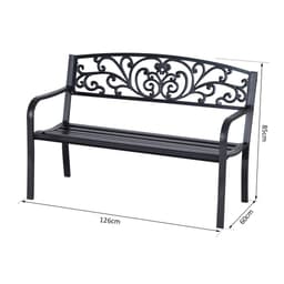 image-2-Seater Garden Bench, Steel-Black