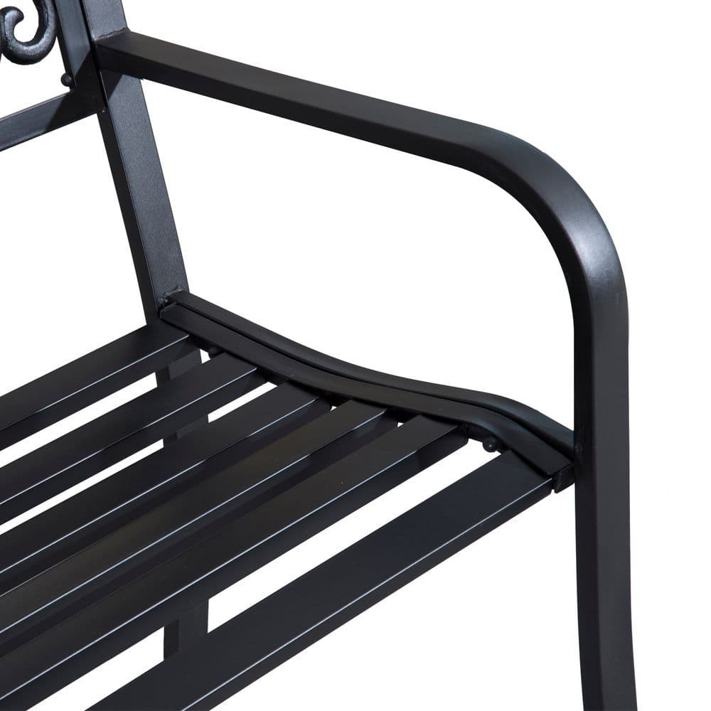 image-2-Seater Garden Bench, Steel-Black