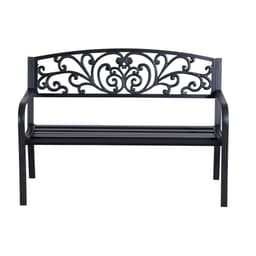 image-2-Seater Garden Bench, Steel-Black