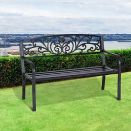 image-2-Seater Garden Bench, Steel-Black