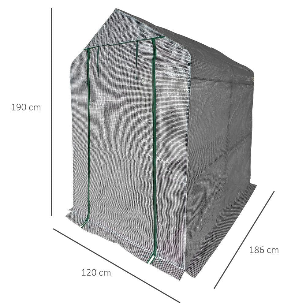 image-Walk in Garden Greenhouse with Shelves Steeple 186Lx120Wx190Hcm White